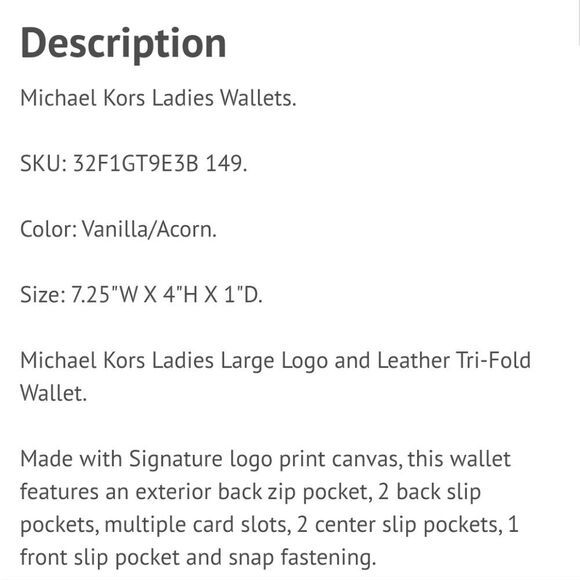 Michael Kors Jet Set Charm Large Logo & Leather Tri-Fold Wallet - Picture 7 of 12